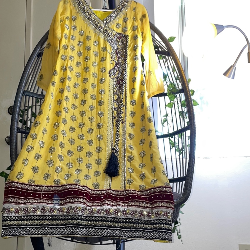 Beautiful pakistani dress yellow dress